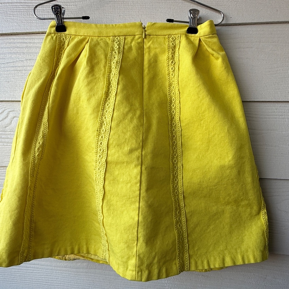 J.Crewβ | Yellow Lace Stripe A-Line Skirt | Womenβs Size 12 | Cotton - Picture 3 of 7